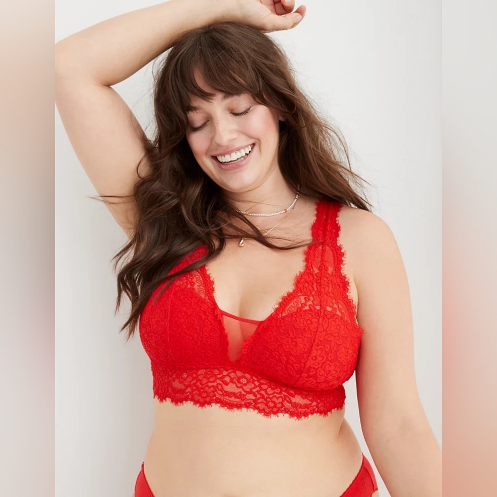 New Aerie Eyelash Lace Padded Plunge Bralette